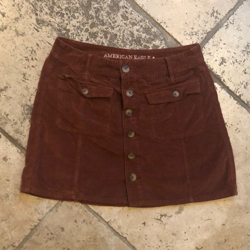 Corduroy brownish orange button up skirt